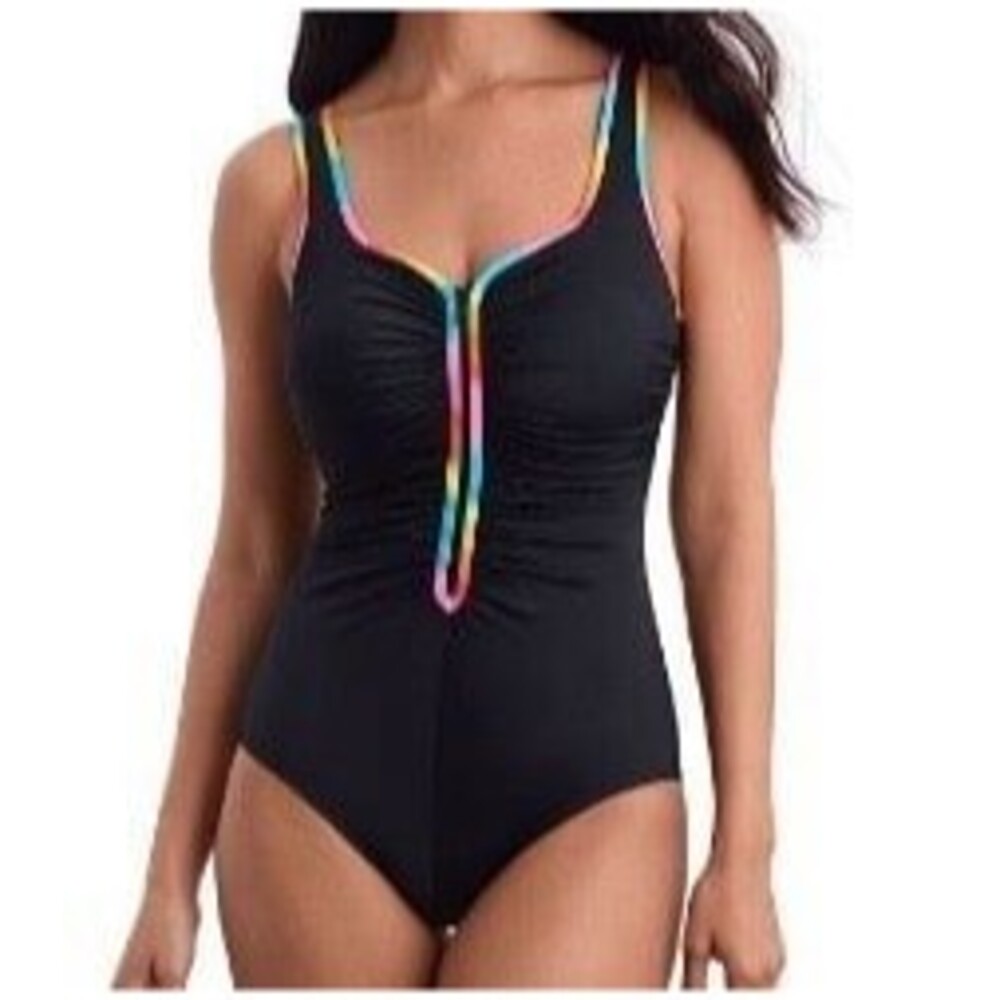 Great Lengths Shirred Zipper Tank One-Piece Swimsuit Size 22 New With Tag